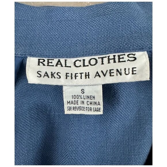 Vintage Saks Fifth Avenue 100% Linen Blue 1-Button Blazer Jacket Women's Size S - Picture 3 of 9